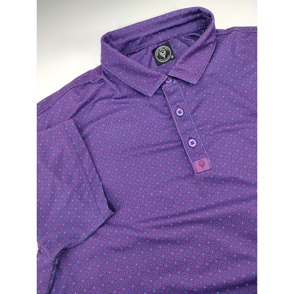 Good Boy Golf Polo Shirt Mens 2XL Purple Geometric Performance Short Sleeve EX